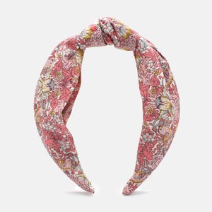 Liberty Strawberry Thief Spring C Pink Print Classic Knot Headband – Women’s Hair Accessory, Handmade Floral Cotton Hairband