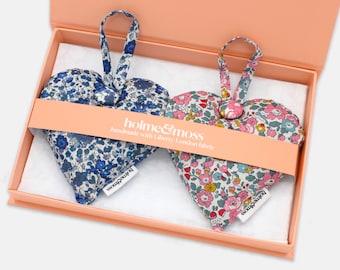 Liberty Print Lavender Heart Gift Box, Set of Two, Ditsy Florals Collection