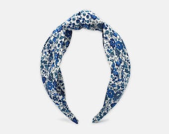 Women's Classic Knot Headband, Liberty of London Emma and Georgina B Blue Print