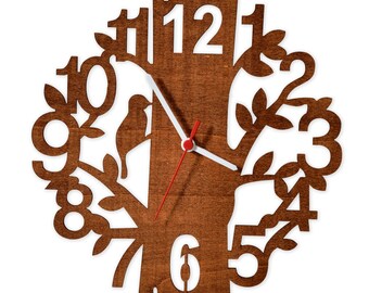 Wood Clock with Numbers, Wooden Rustic Clock, Farmhouse Wall Clock, Wooden Wall Clock, Wood Wall Clock, Modern Clock, Home Decoration