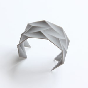 3d Printed Triangulated Cuff bracelet in Grey Glossy Finish Modern Statement Jewelry Geometric 3D jewelry