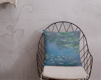 Claude Monet Water Lillies Pillow Blue, Artprint, Art Pillow, Art Love, Decorative Throw Pillow Cover