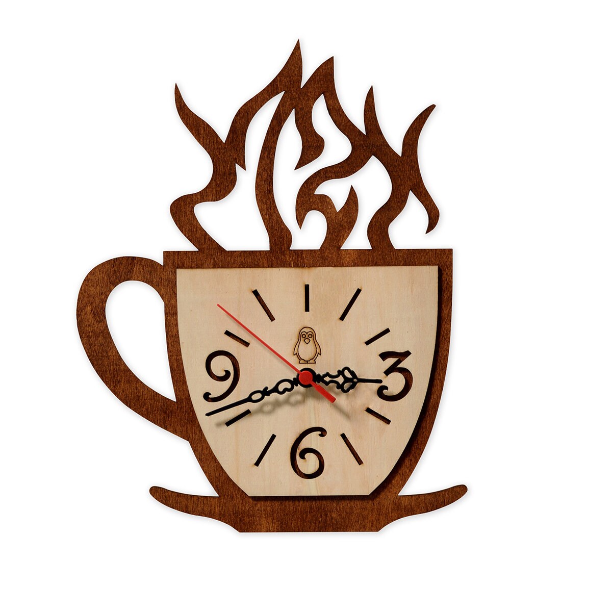 Coffee Mug Wooden Wall Clock - Wood Wall Clock - Modern Clock - Modern Clock Gift - Modern Wall Decor Kids Room Wall Clock
