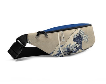 Hokusai Art Japan Art Custom Hip Bag, Vintage Aesthetic, Trendy Hip Purse for Women, Festival Bag, Rainbow Hip Belt Bag, Cute Accessory