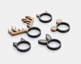 3d Printed 5 Animal Rings, Ring for Girls, Boys and Unisex Adults, Funny Rings, Party Rings, Gift for Your Kids,  Party Accessory