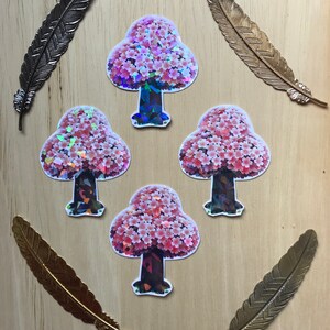 Árbol de Sakura de Animal Crossing (pegatina holográfica)