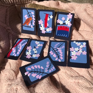 Hanafuda Karten Sticker (8 Stück, glänzend oder holographic)