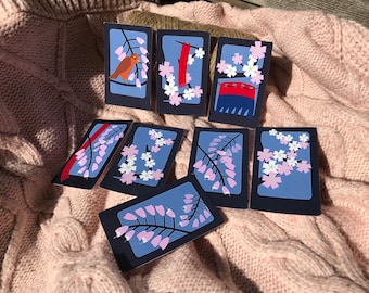 Hanafuda Karten Sticker (8 Stück, glänzend oder holographic)