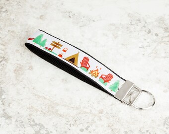 Outdoor Camping 1 Inch Key Fob Keychain Wristlet Strap with Black, Brown, Gray, Green, Orange, Red, or White Backing