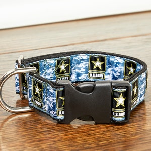 United States Army Logo With Digital Camouflage Unofficial 1 Inch Dog Collar With Black, Gray Or White Backing