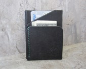 Leather minimalist Wallet front pocket wallet, Genuine Italian Pueblo leather, Black