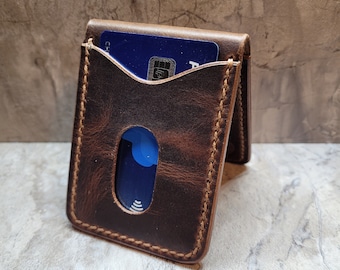 Horween Leather Wallet / minimalist wallet / card holder, 3 pocket, Genuine Horween Dublin, Brown Nut