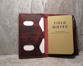 Horween leather field notes cover with pen holder, Horween Dublin, Russet