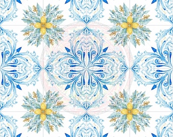 Amalfi Tile Digital Paper Pack – Italian Maiolica Patterns (Digital Download)