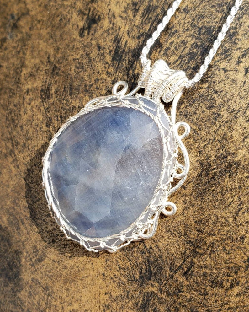 Faceted Sapphire Artwear Pendant Truly Handcrafted with .999 Pure Silver Non-Tarnish /& Hypoallergenic