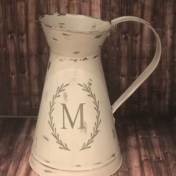 Farmhouse decor style metal pitcher