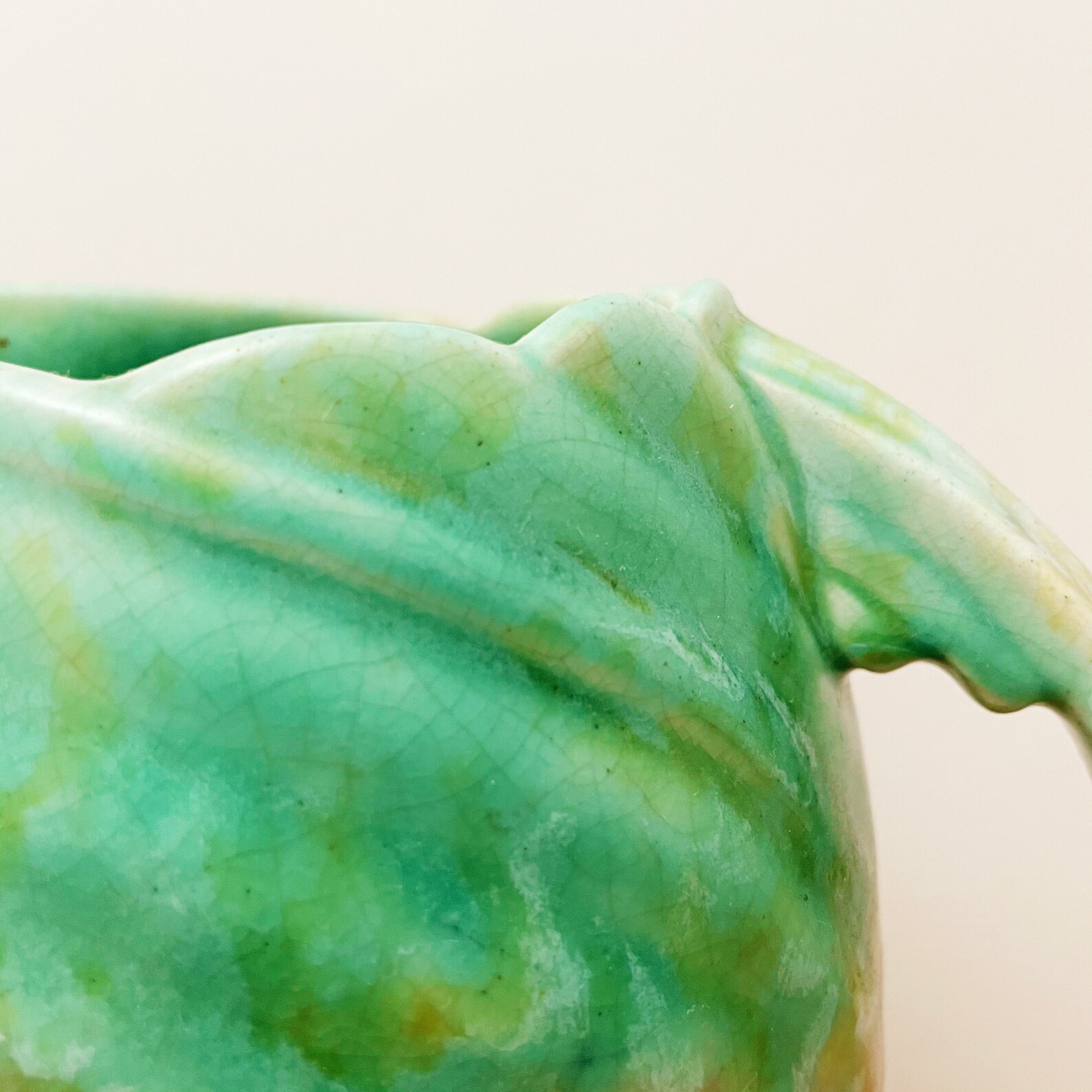 Vintage ceramic jug vase green crackle glaze Art Deco Etsy