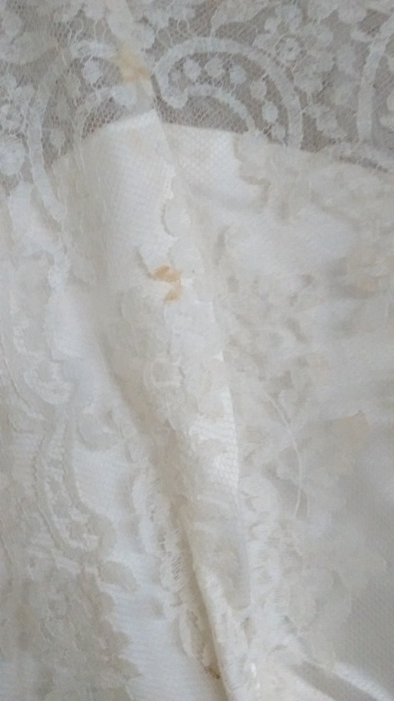 Mid-Century Antique Off White Satin/Silk/Lace/Tul… - image 8