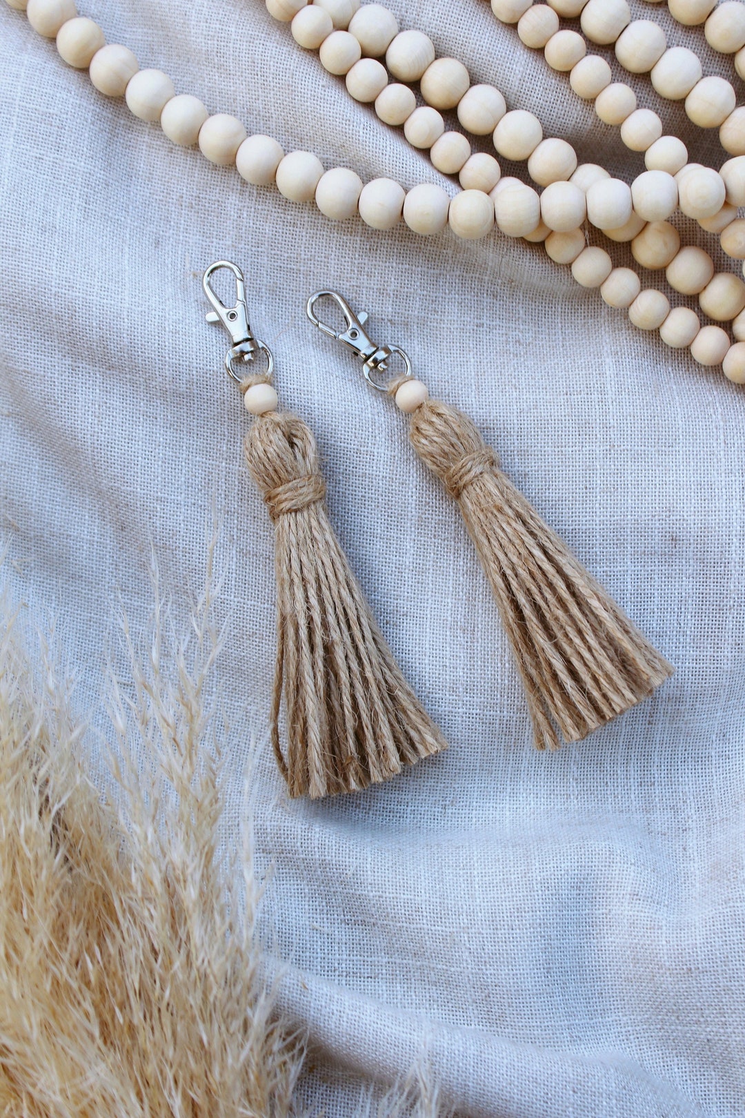 Jute Keychain, Keychain, Natural Keychain, MacramΓ© Keychain, Boho ...