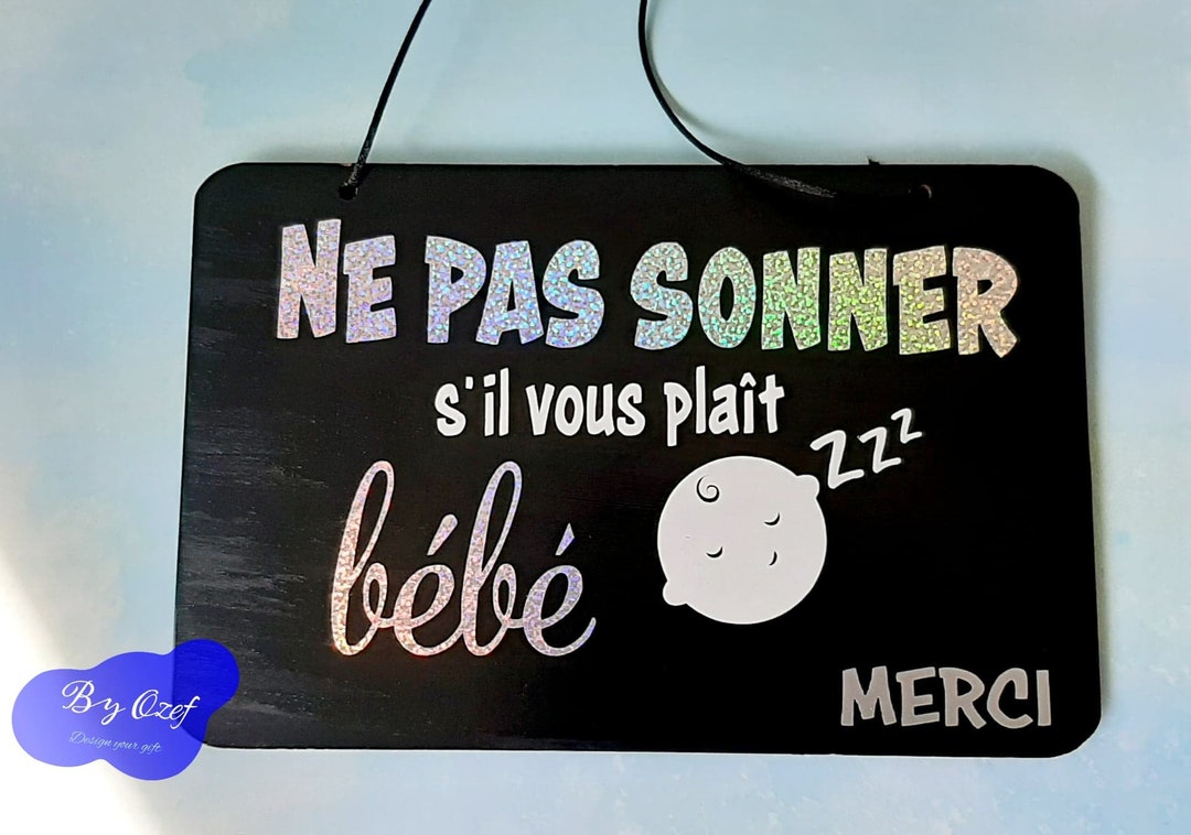 Do Not Ring Doorbell Sign in French and English, Baby Sleeping Do Not