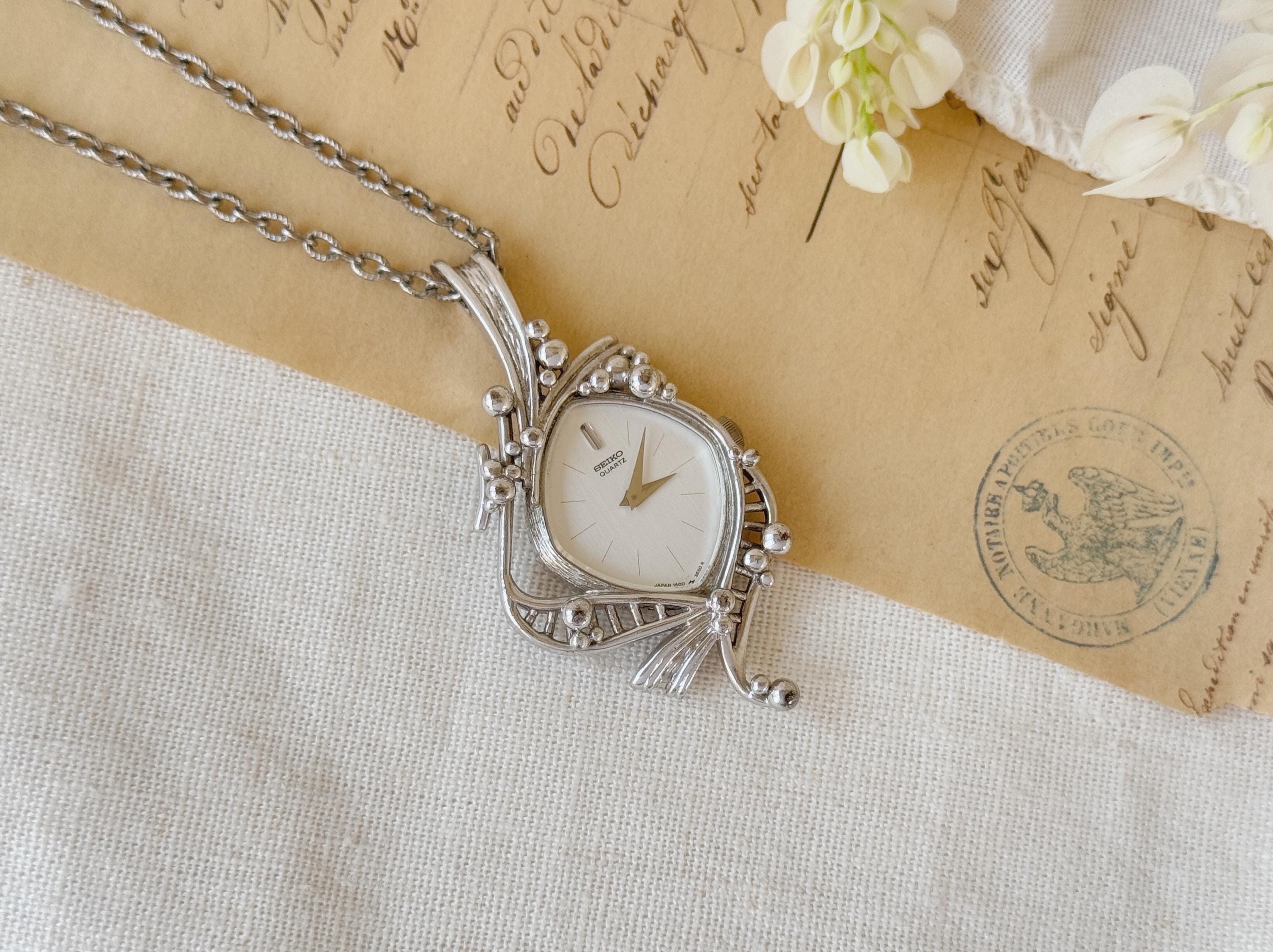 Vintage Seiko Palladium überzogene Anhänger Uhr mit
