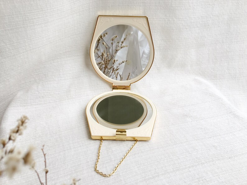Beautiful Vintage Gold Tone Metal Purse Compact Mirror With Etsy