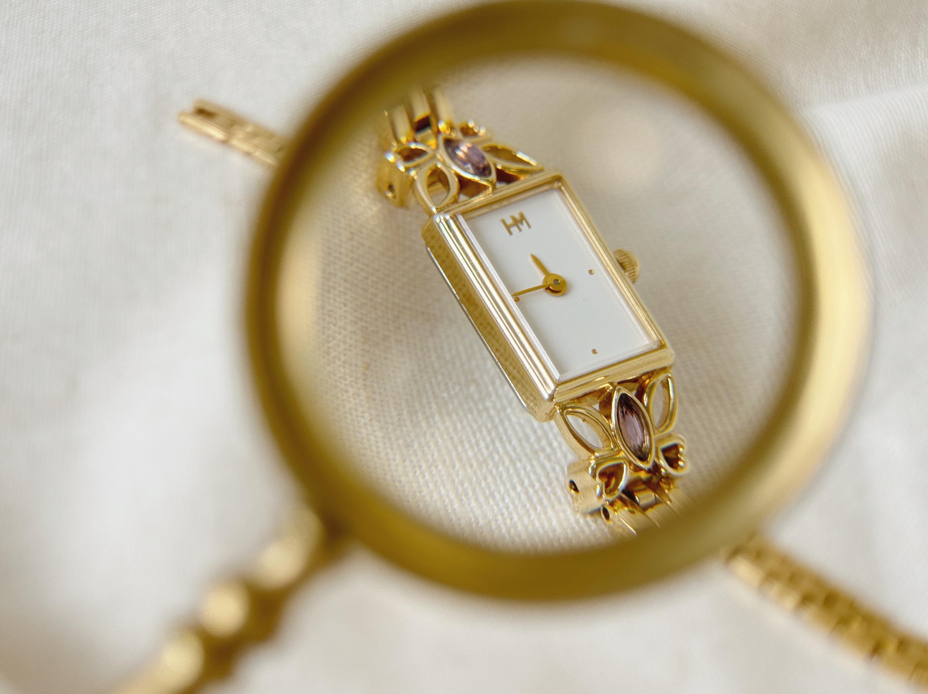THE FRANKLIN MINT HANAE MORI 腕時計 Vintage HANAE MORI the Franklin Mint 1992 Gold Plated Women