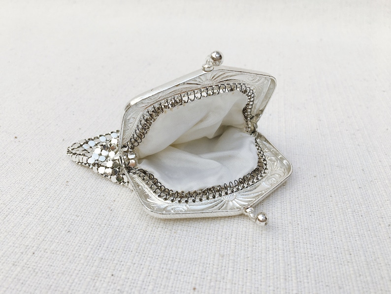 Vintage Coin Pouch Vintage Bag Vintage Silver Tone Metal Mesh Small Coin Purse Mesh Pouch Wallet Pocket Coin