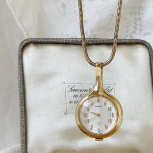 Rare Vintage SEIKO Gold Plated Pendant Watch With Chain Necklace, Seiko Japan, 17 Jewels Mechanical Hand Wind Watch, Classic Watch Necklace
