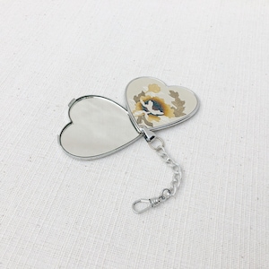 Vintage Silver Tone Metal Heart Shaped Pocket Mirror With Floral design, Vintage Mirror, Folding Mirror, Vintage Travel Mirror