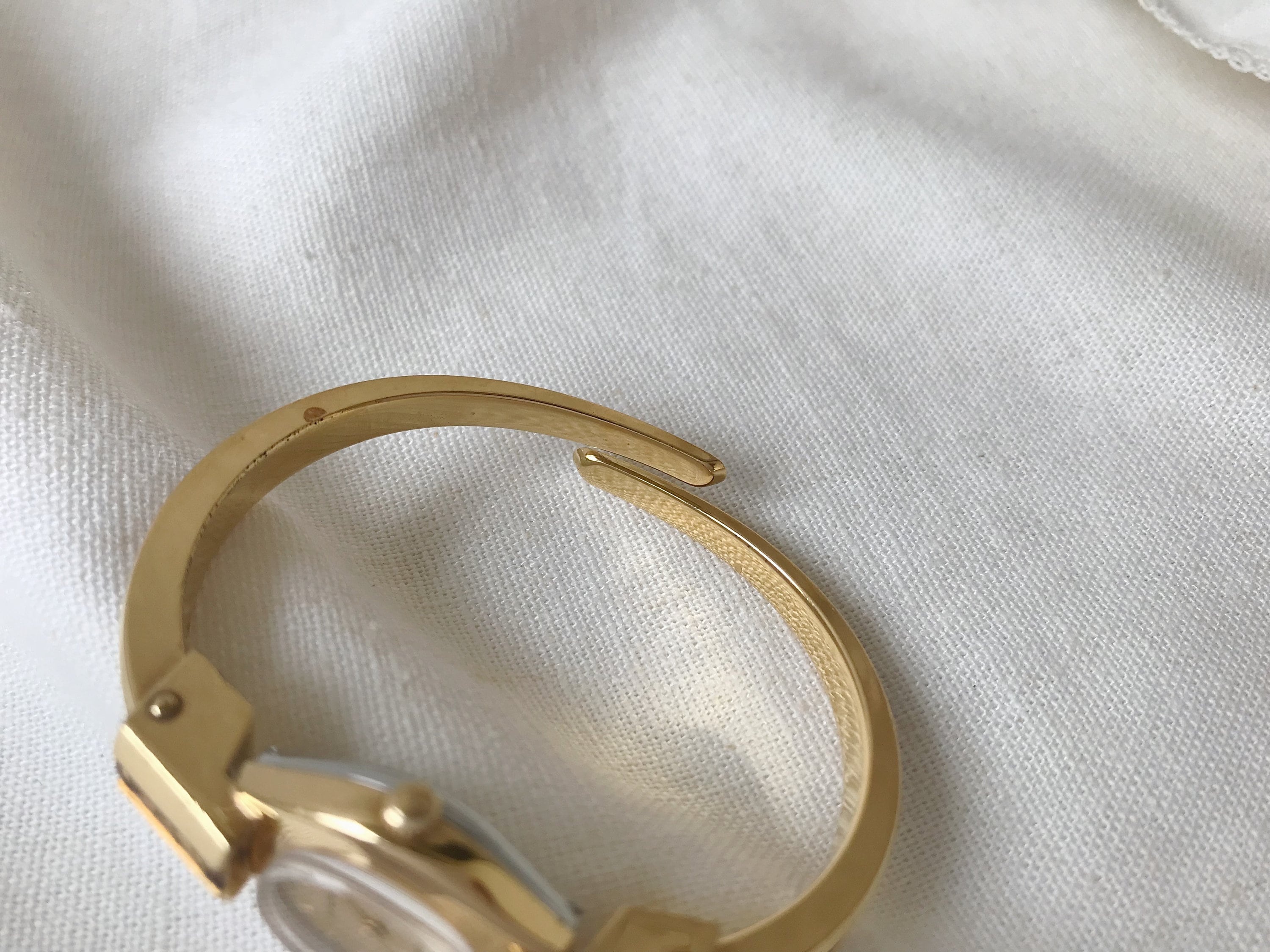 Vintage Bucherer Gold Plated Enamel Women's Bangle Watch, Swiss