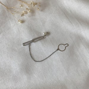 MIKIMOTO tobogán de corbata de palo de Golf de plata esterlina con perla, clip de corbata de plata, perla de Akoya de agua salada cultivada japonesa, accesorios para hombres