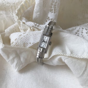 Vintage CHandler Silber Ton Damen Uhr, Manschette Armreif Uhr, 17 Jewels Incabloc, Swiss Made, Mechanische Uhr, Vintage Uhr