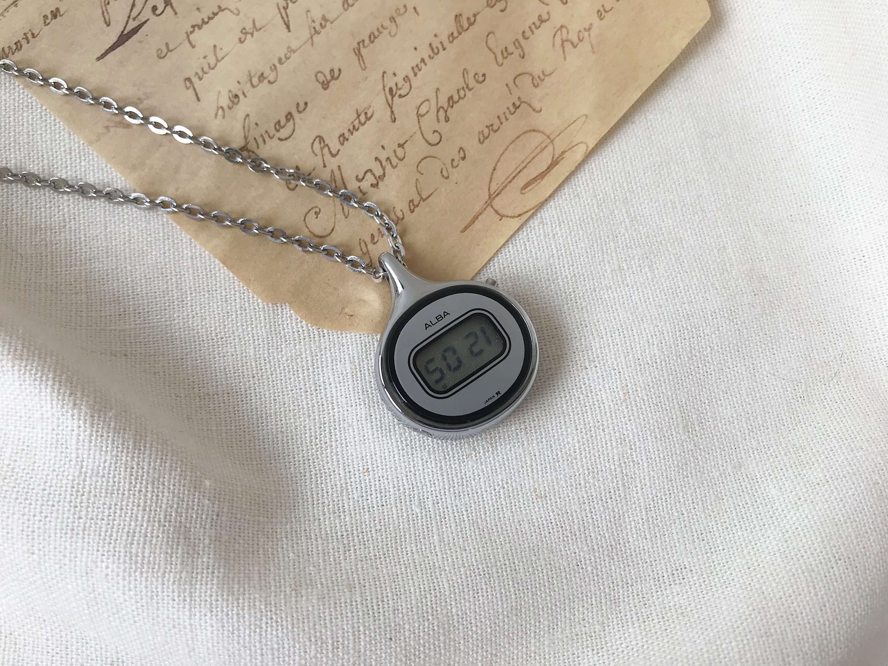 Vintage ALBA by SEIKO Silver Tone Metal Pendant Watch With Chain Necklace Digital Watch Japan Watch LCD Pendant Watch Etsy