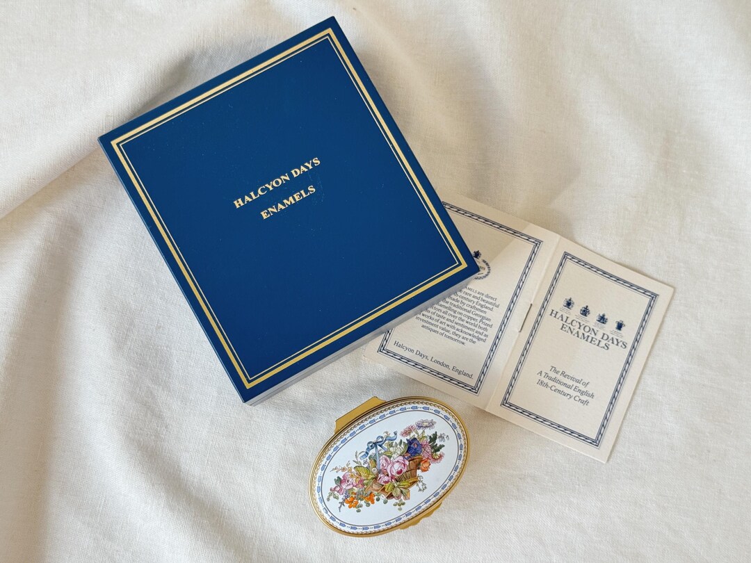Halcyon Days Floral Enamels Trinket Box, Made in England