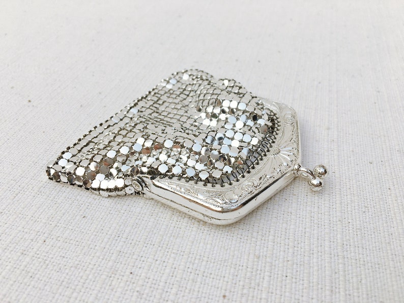 Vintage Coin Pouch Vintage Bag Vintage Silver Tone Metal Mesh Small Coin Purse Mesh Pouch Wallet Pocket Coin