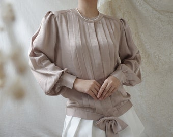 Vintage NINA RICCI Women's Blouse, Bow Long Sleeve Blouse, Original Tag