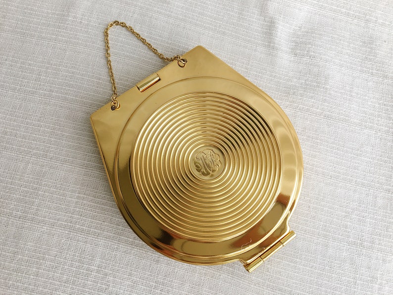 Beautiful Vintage Gold Tone Metal Purse Compact Mirror With Etsy