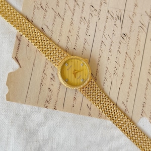 ELGIN Gold Tone Metal Women Watch, Swiss Movt, Bracelet Watch, Ladies WristWatch, Gold Mesh Band Watch