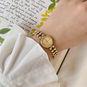 RODANIA Gold Tone Metal Women Watch, Beaded Band Watch, Swiss Made, Quartz Movement, Bracelet Watch, Ladies WristWatch