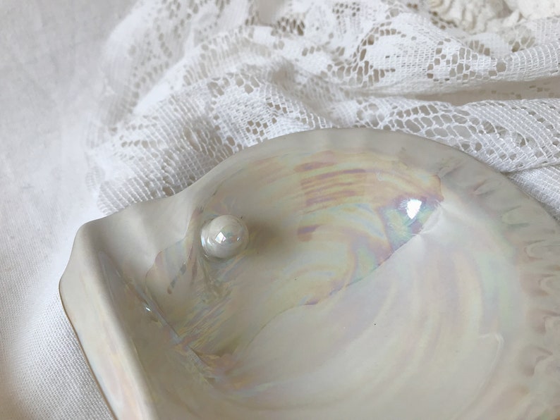 Vintage MIKIMOTO PEARL ISLAND Shell Shaped Dish/Ashtray, Ceramic Jewelry Dish, Jewelry Tray, Decorative Small Dish image 7