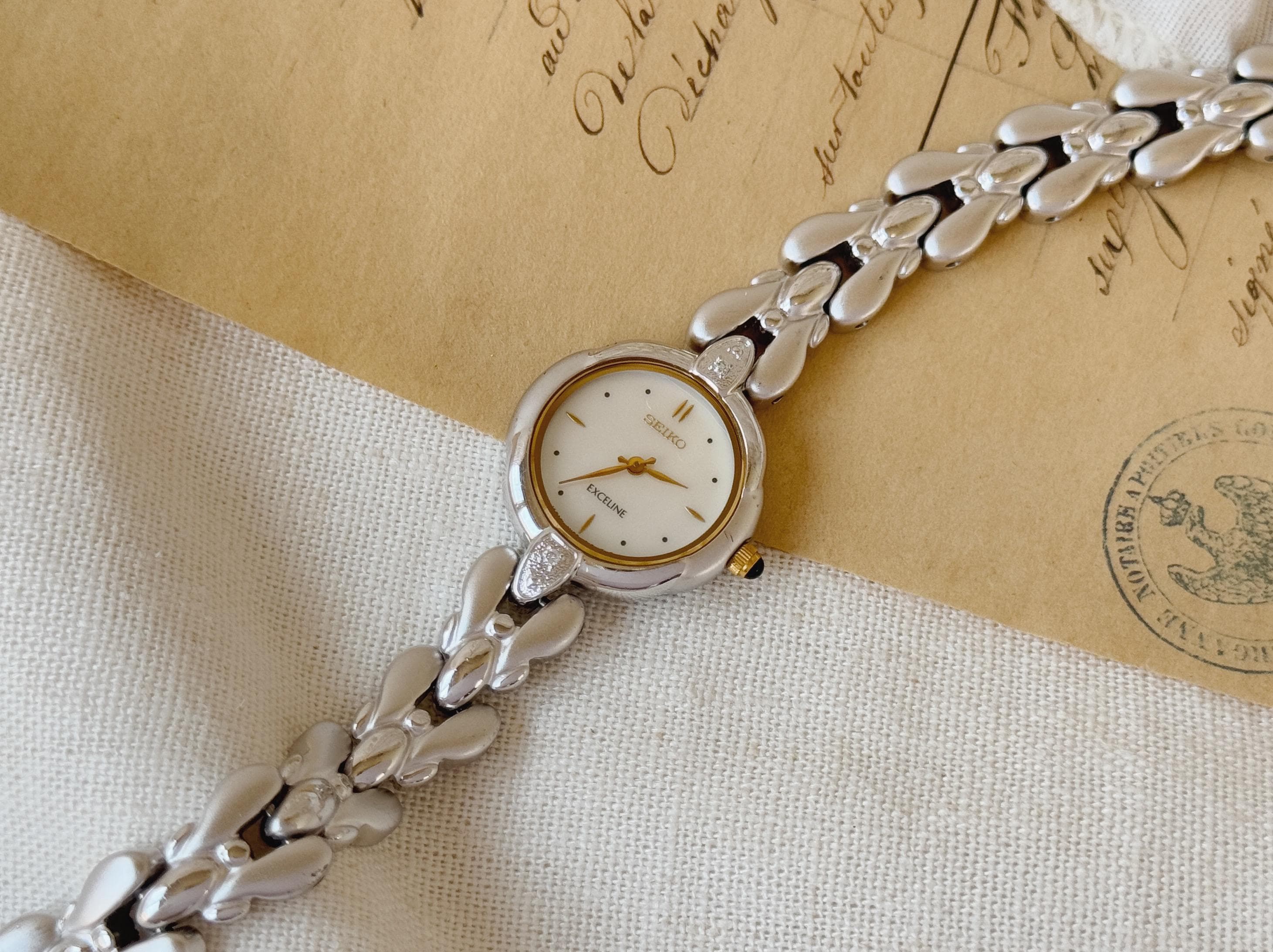 SEIKO EXCELINE シルバー レディース腕時計 Vintage SEIKO Exceline Silver Tone Metal Women Watch With
