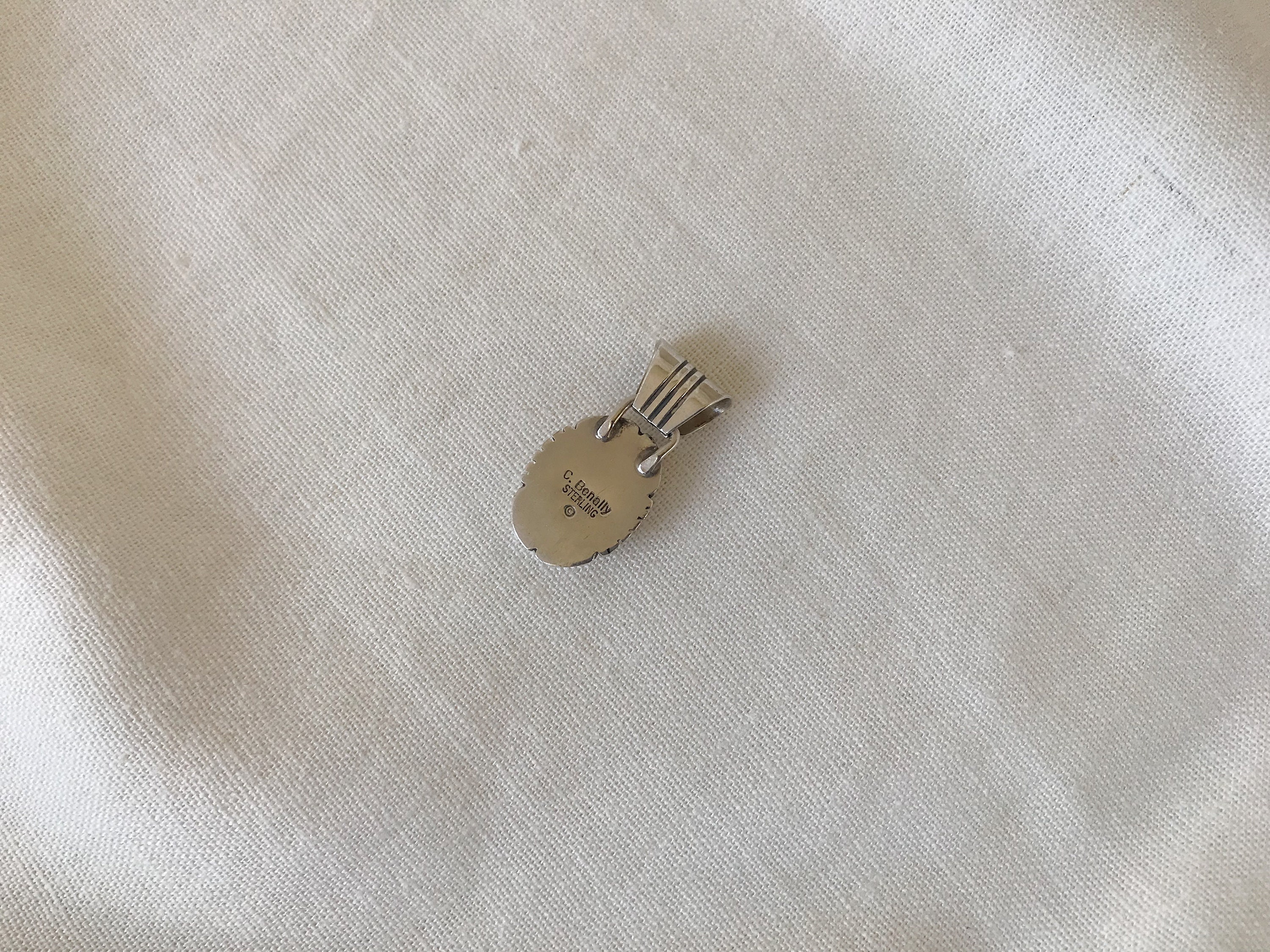 Vintage C. Benally Sterling Silver Pendant With Mother of