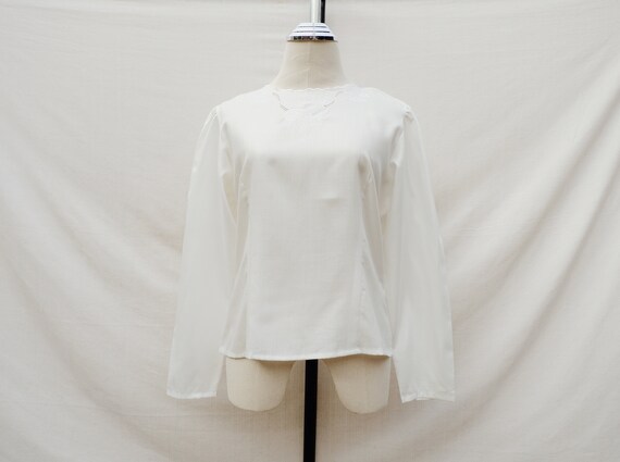 Vintage Off White Long Sleeves Blouse With Floral… - image 3