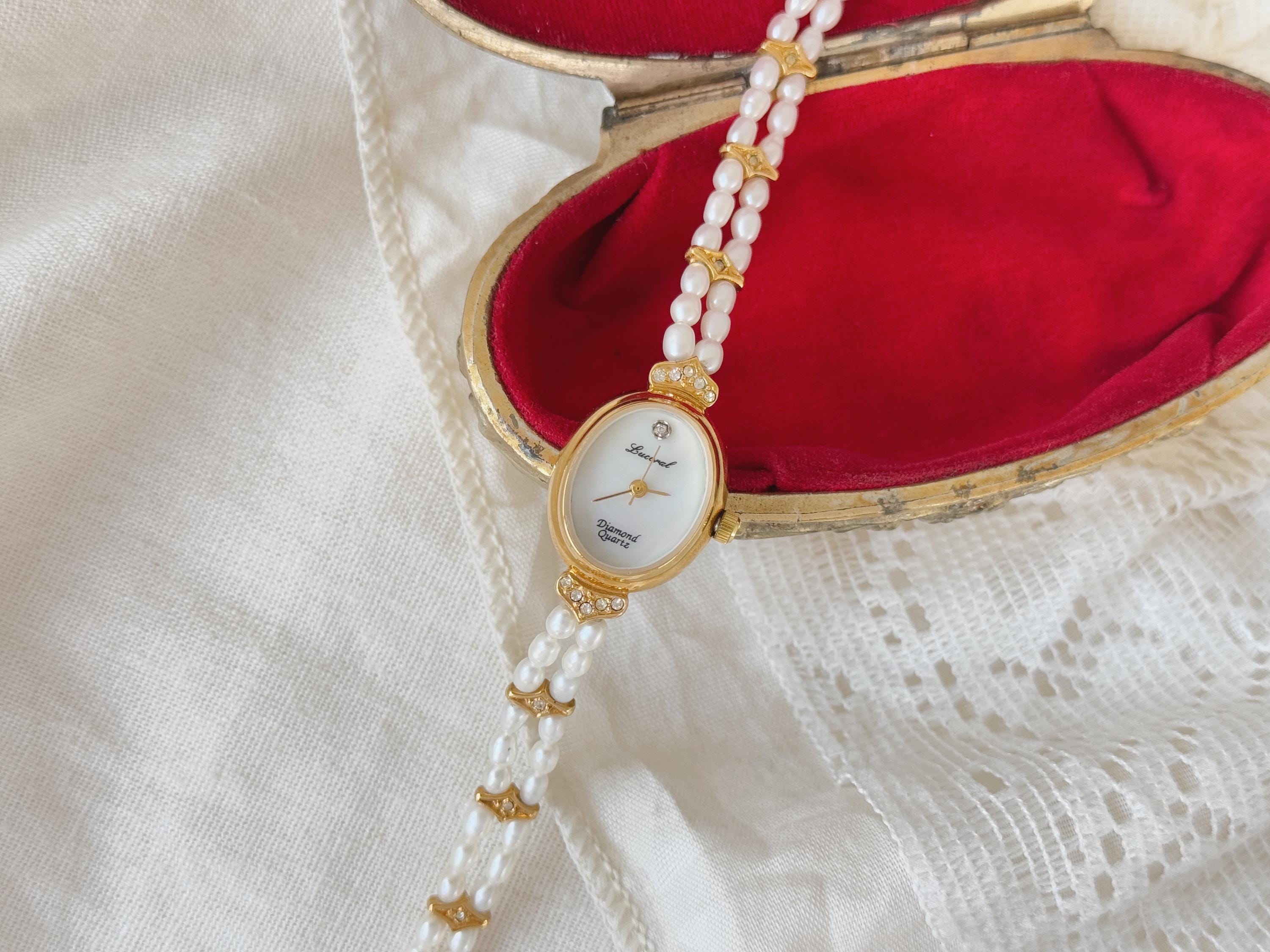 Vintage Lucoral Women\'s Gold Plated Quartz Watch with Multi-Strand Pearl Bracele Rare Vintage Lucoral Women main image 2
