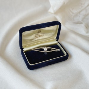 K.MIKIMOTO TOKYO Sterling Silver Tie Slide With Pearl, Tie Bar Clip, Japanese Cultured Saltwater Akoya Pearl, Men Accessories