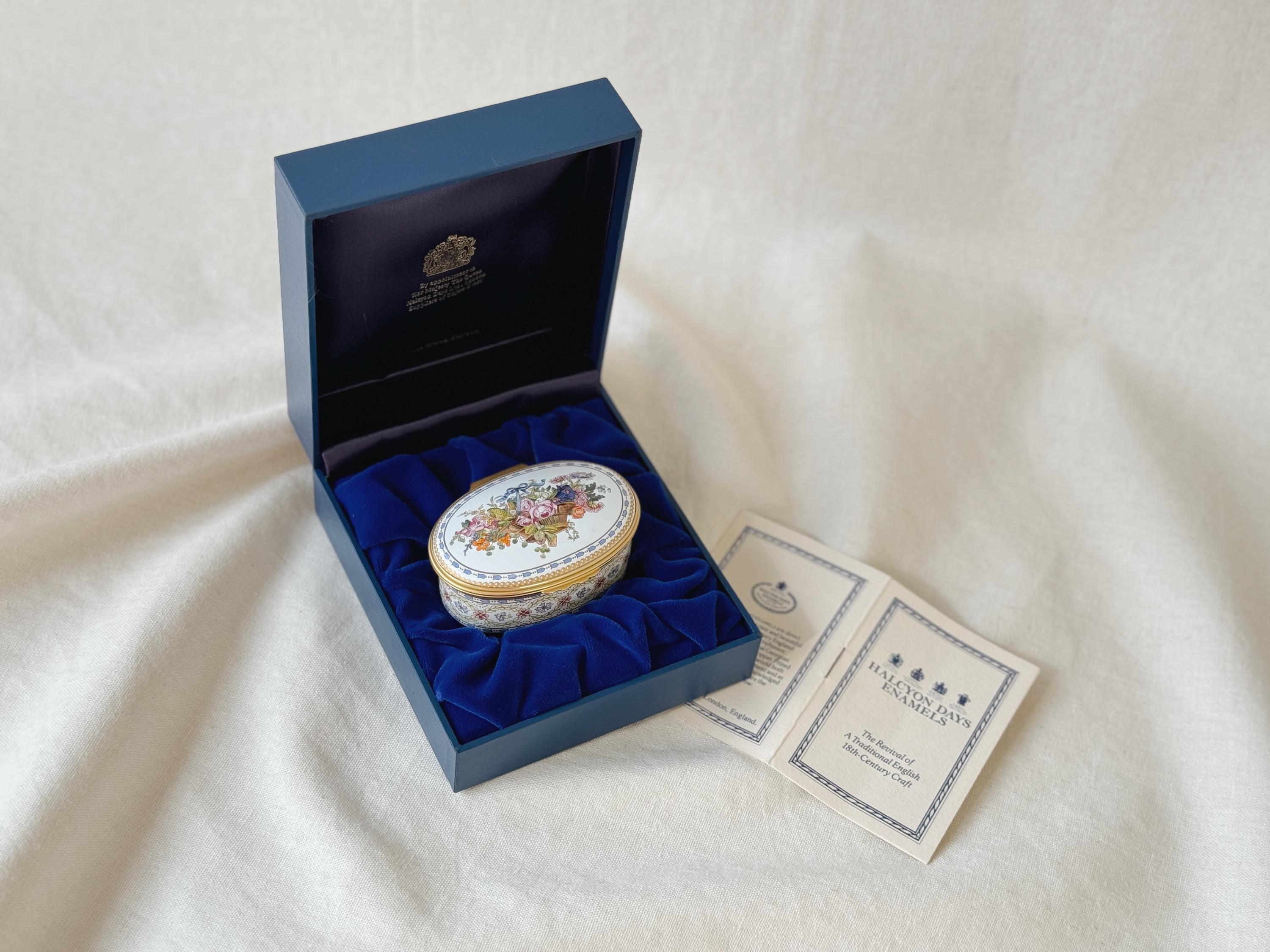 Halcyon Days Floral Enamels Trinket Box, Made in England