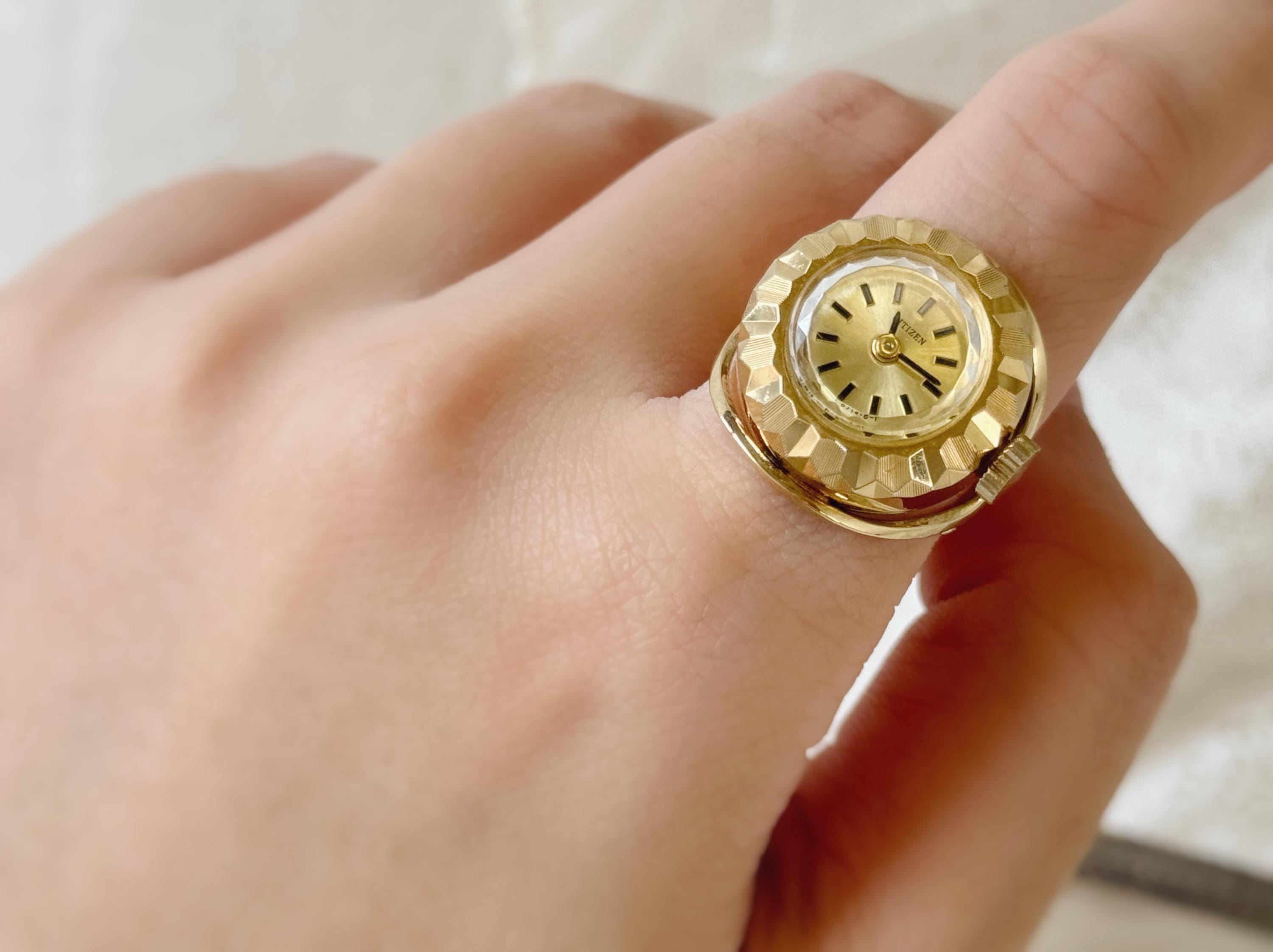 Vintage Citizen Gold Plated Mechanical Manual Wind Ring Watch