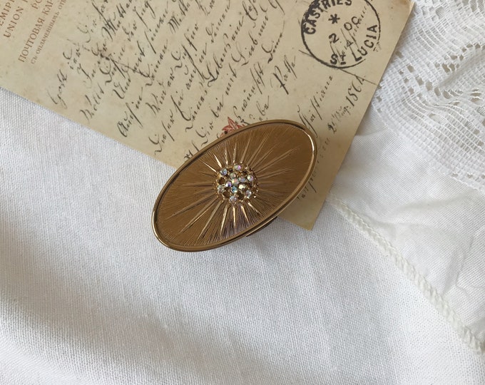 Vintage 1950s Gold Tone Metal Max Factor Lipstick Case Compact With
