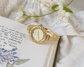 Vintage Andre Mouche Quartz Watch Gold-plated Bangle